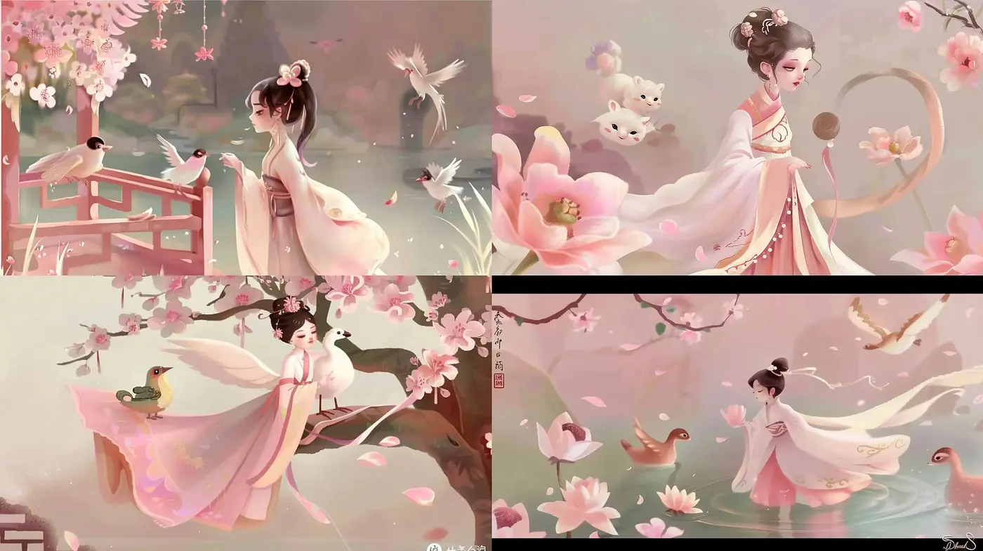Ethereal Serenity: Blossoming Pastels in a Dreamlike Asian Elegance - Midjourney sref style