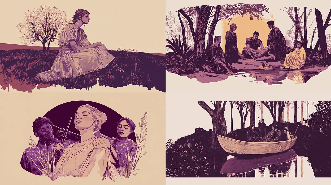 Ethereal Twilight Hues and Contemplative Scenes - Midjourney sref style