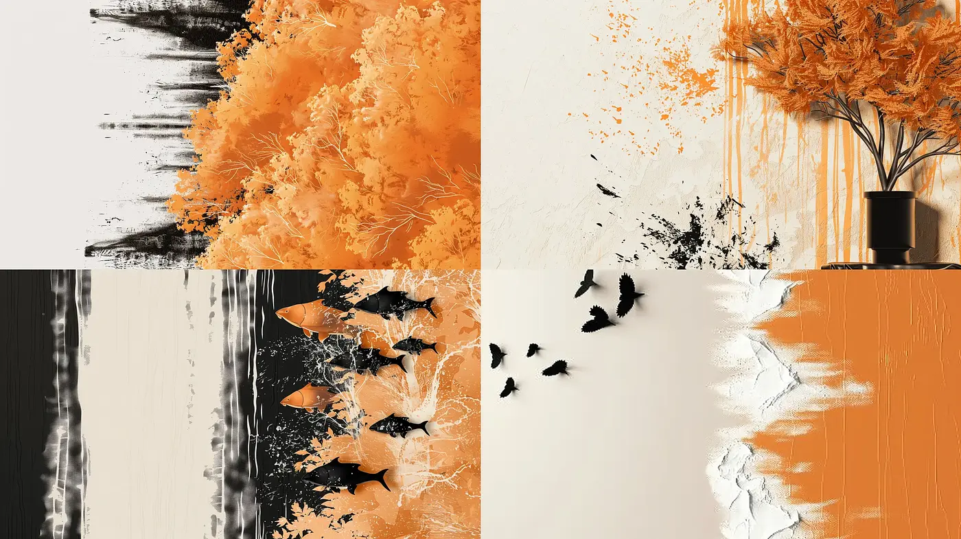 Abstract Autumn Symphony with Textured Nuances - Midjourney sref style