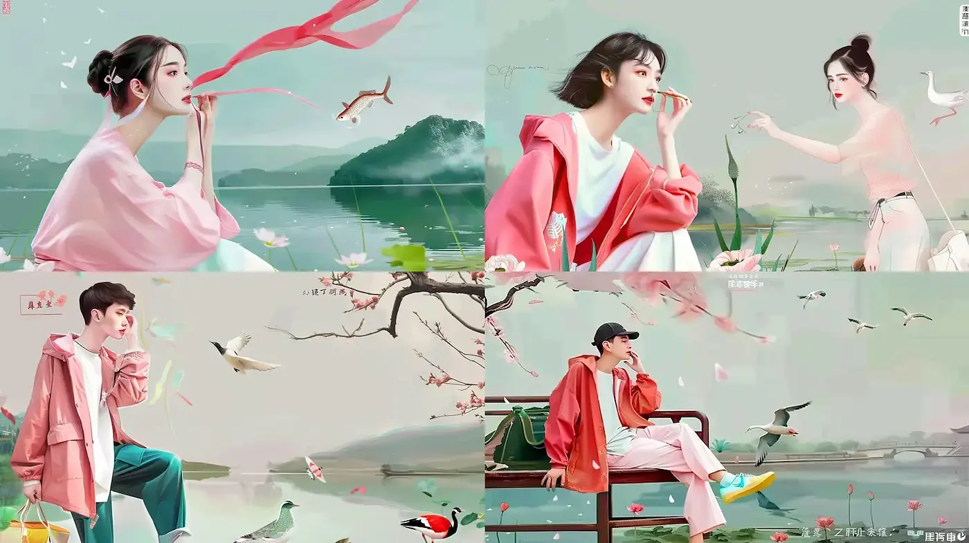 Serene and Ethereal Dreamscapes with Artistic Flourishes - Midjourney sref style