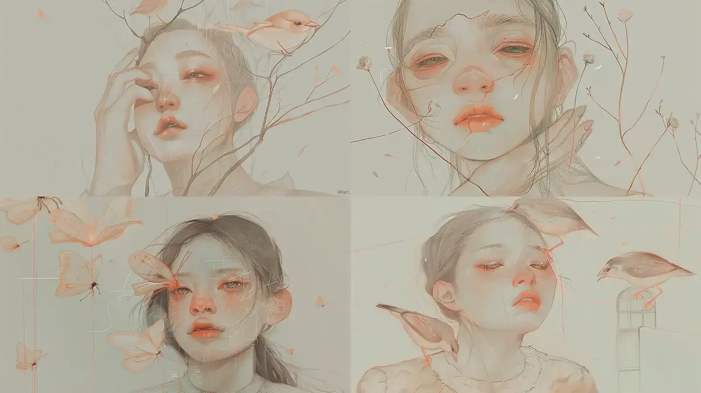 Ethereal and Delicate Portraiture with Organic Elements - Midjourney sref style