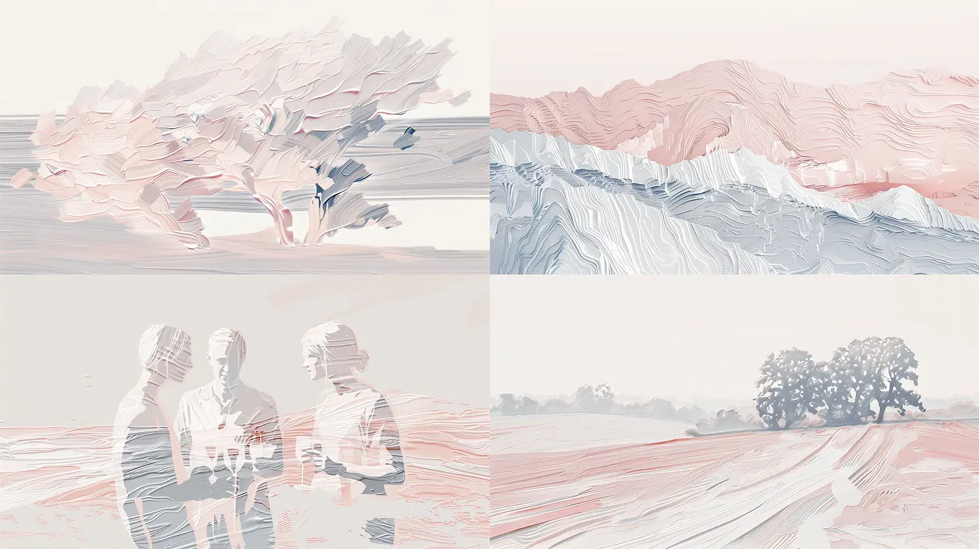 Ethereal Pastel Dreamscape: An Artistic Convergence of Soft Textures and Surreal Tranquility - Midjourney sref style