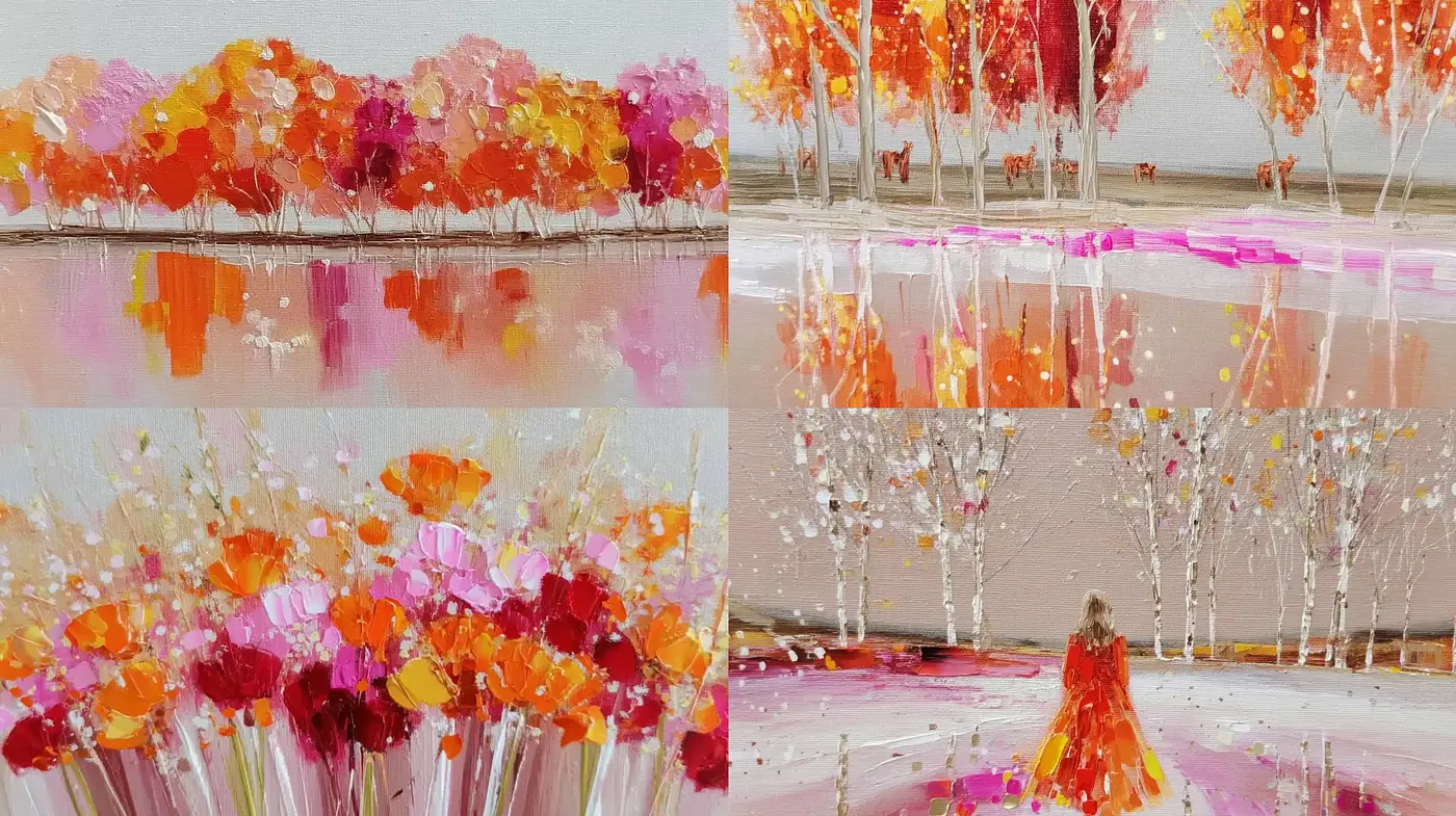 Vibrant Impressionistic Landscapes with Romantic Autumn Themes - Midjourney sref style