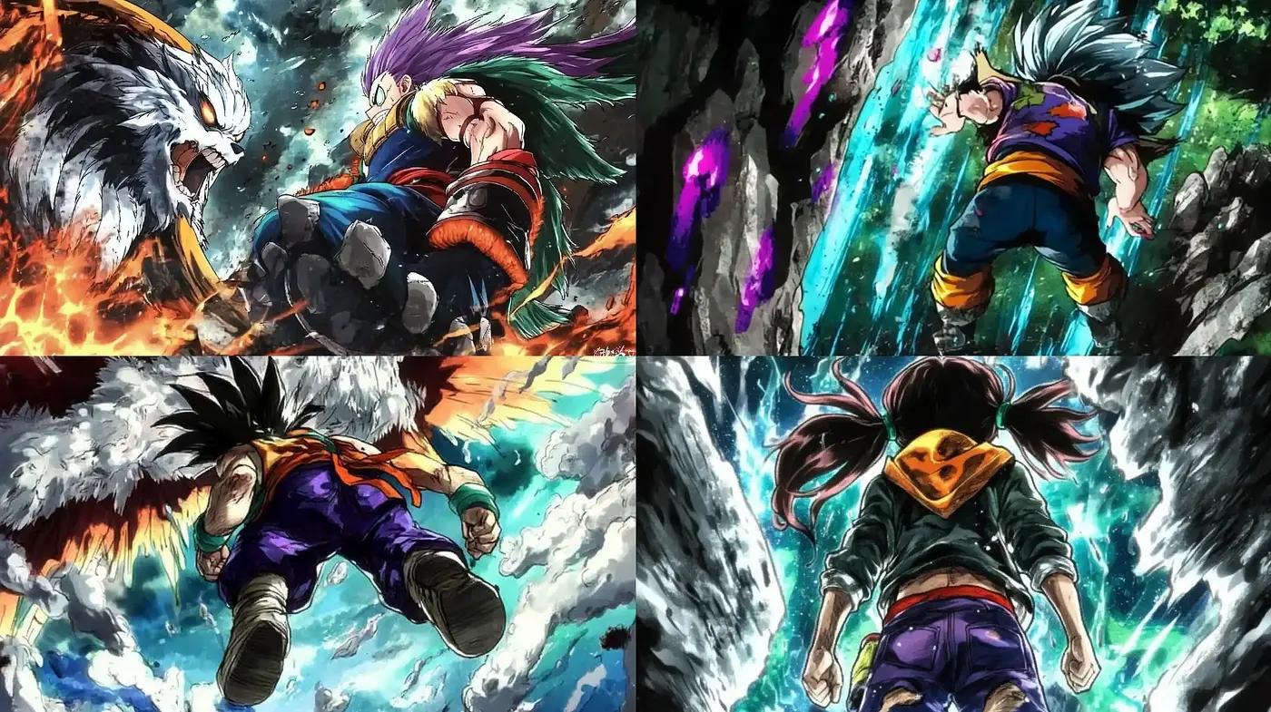 Dynamic Energy Surge in Anime-Inspired Visual Rhapsody - Midjourney sref style