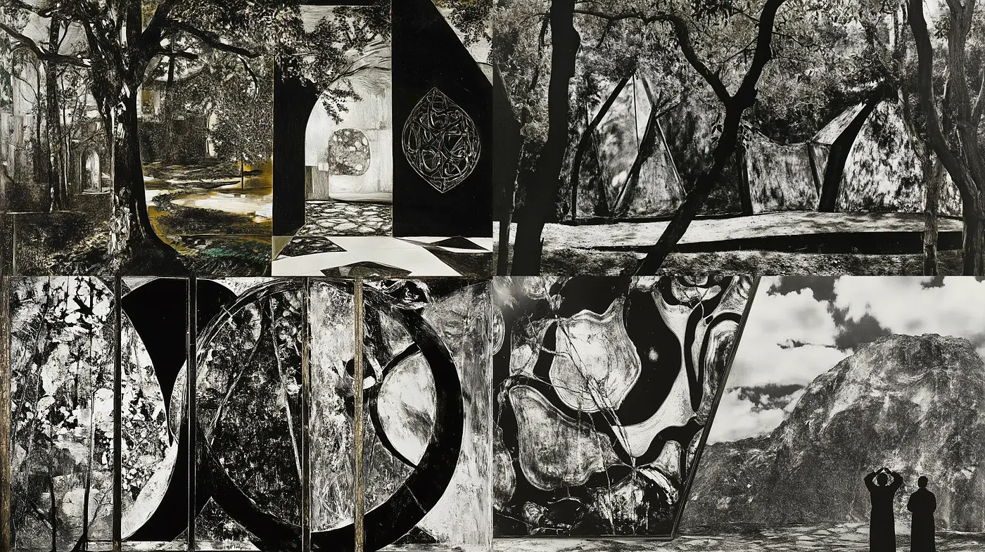Monochrome Elegance in Abstracted Landscapes - Midjourney sref style