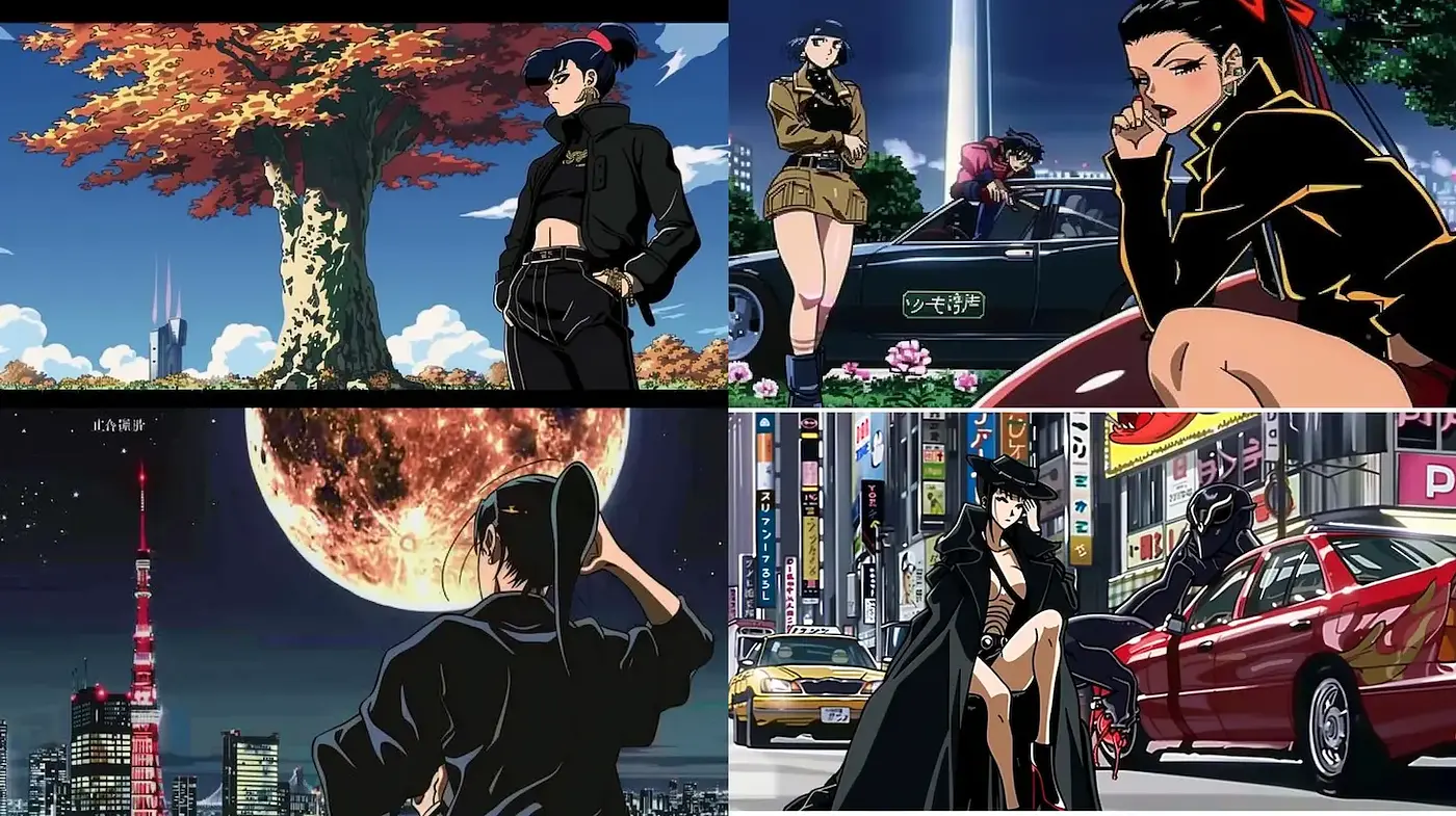 Dynamic urban scenes blending anime aesthetics with a cinematic flair - Midjourney sref style