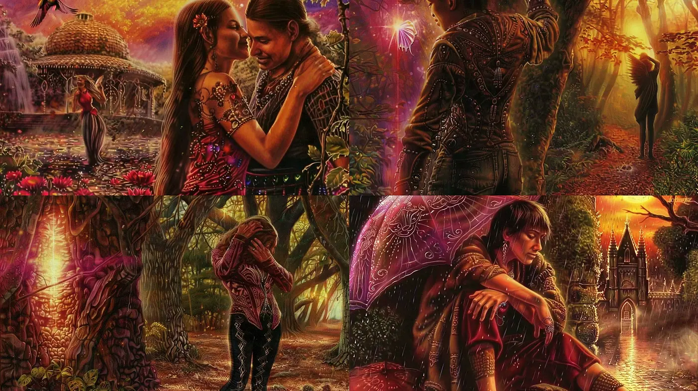Enchanted Twilight: A Vibrant Tapestry of Dreamlike Fantasy - Midjourney sref style