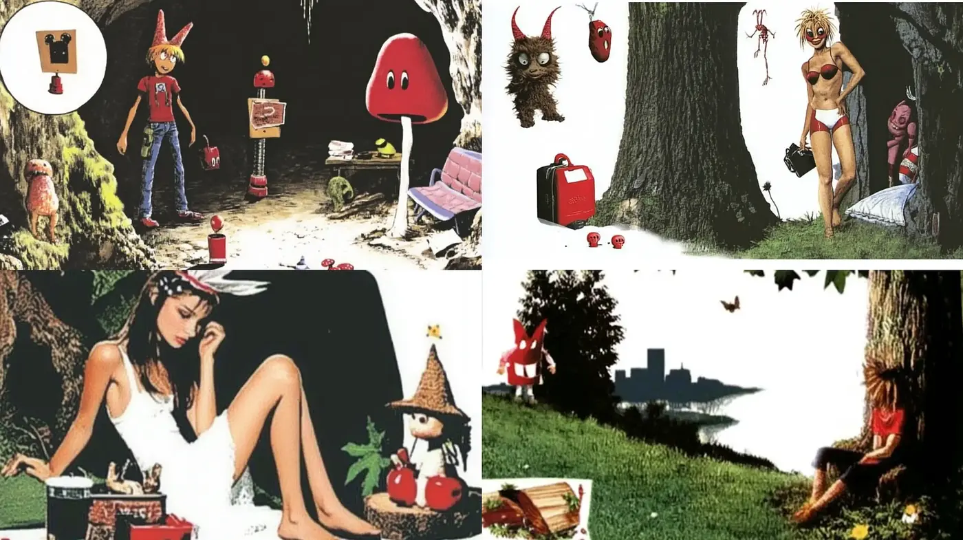 Enigmatic Whimsy in Harmonious Earth Tones - Midjourney sref style