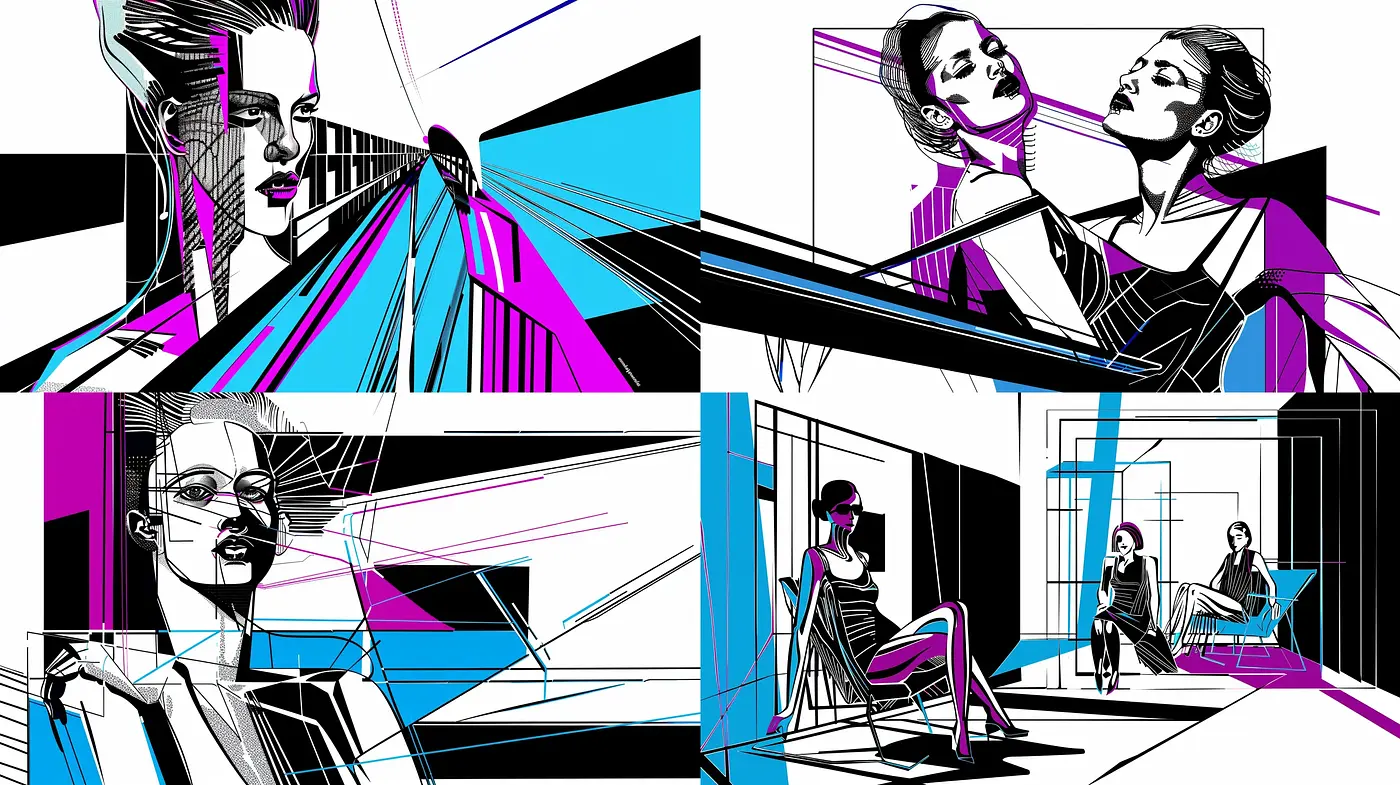 Dynamic Geometric Pop Art Fusion - Midjourney sref style