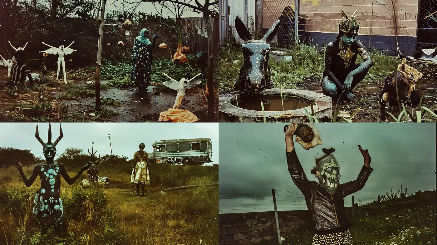Dystopian Pastoral Visions with Surrealistic Overtones - Midjourney sref style