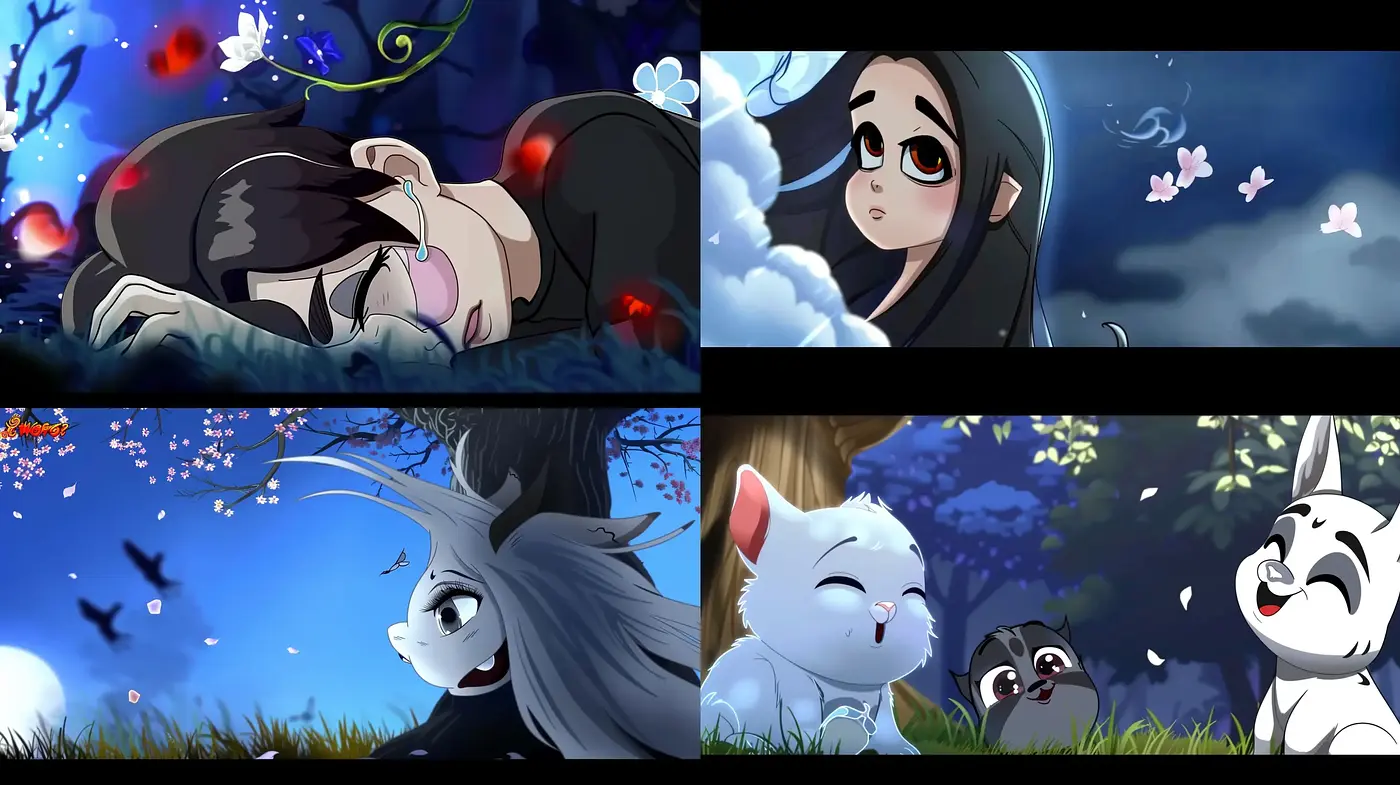 Enchanted Nocturnal Whimsy: A Dreamlike Conjuration in Animated Splendor - Midjourney sref style