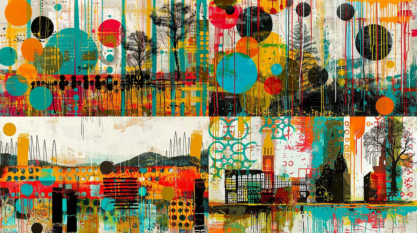 Abstract Fusion of Urban Impressions and Geometric Shapes - Midjourney sref style