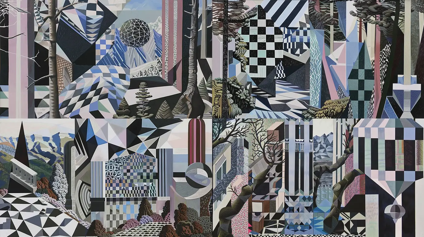 Geometric Fragmentation: An Exploration in Cubist-Inspired Synthetic Visions - Midjourney sref style