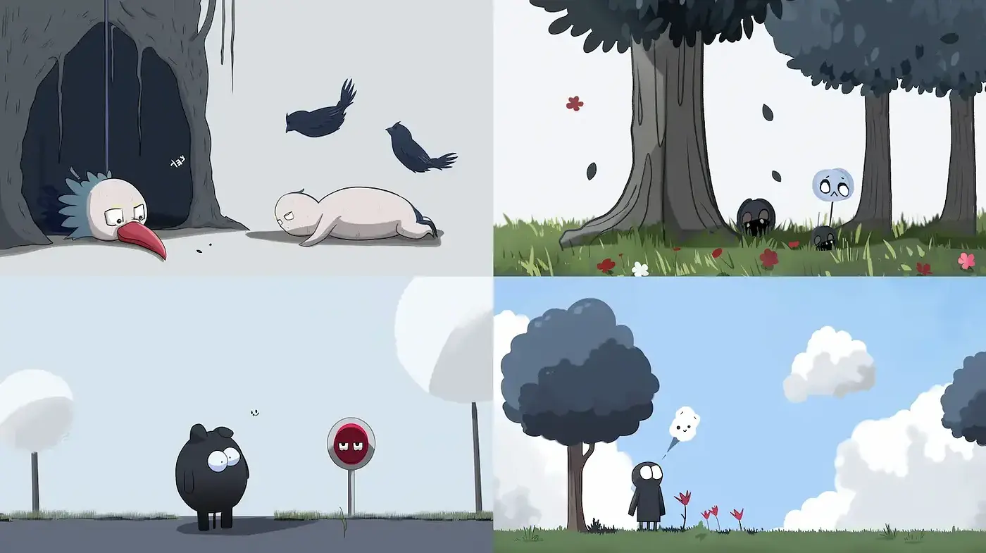 Whimsical and Playful Style with Distinctive Characters and Environments - Midjourney sref style
