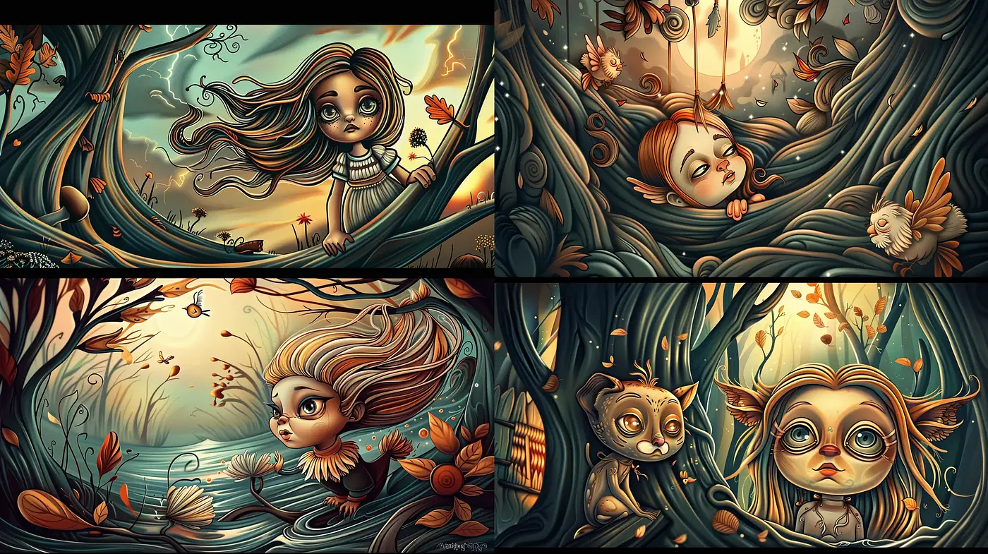 Enchanted Whimsicality in Twilight Hues: A Journey through Stylized Fantasy - Midjourney sref style