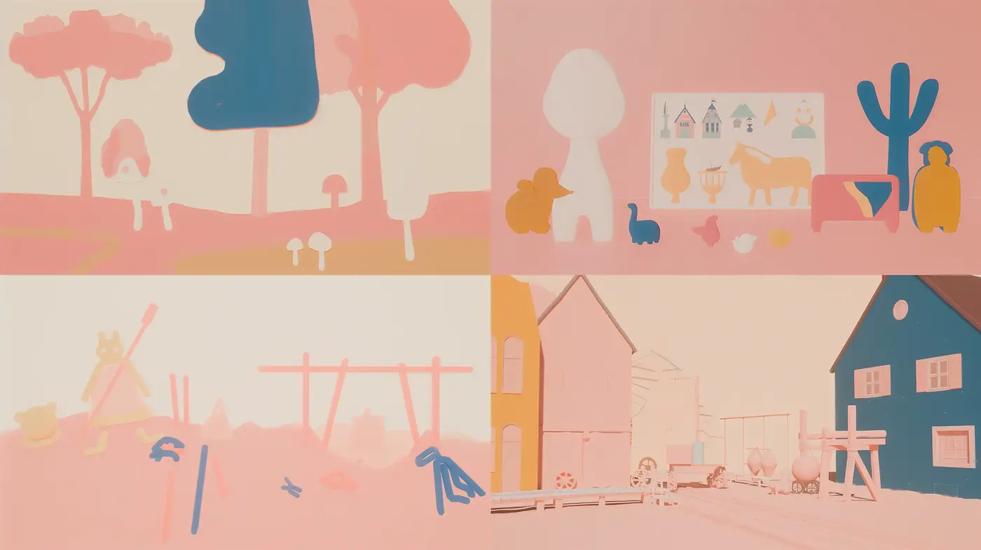 Pastel Dreamscape: A Whimsical Fusion of Simplistic Forms and Serene Tones - Midjourney sref style