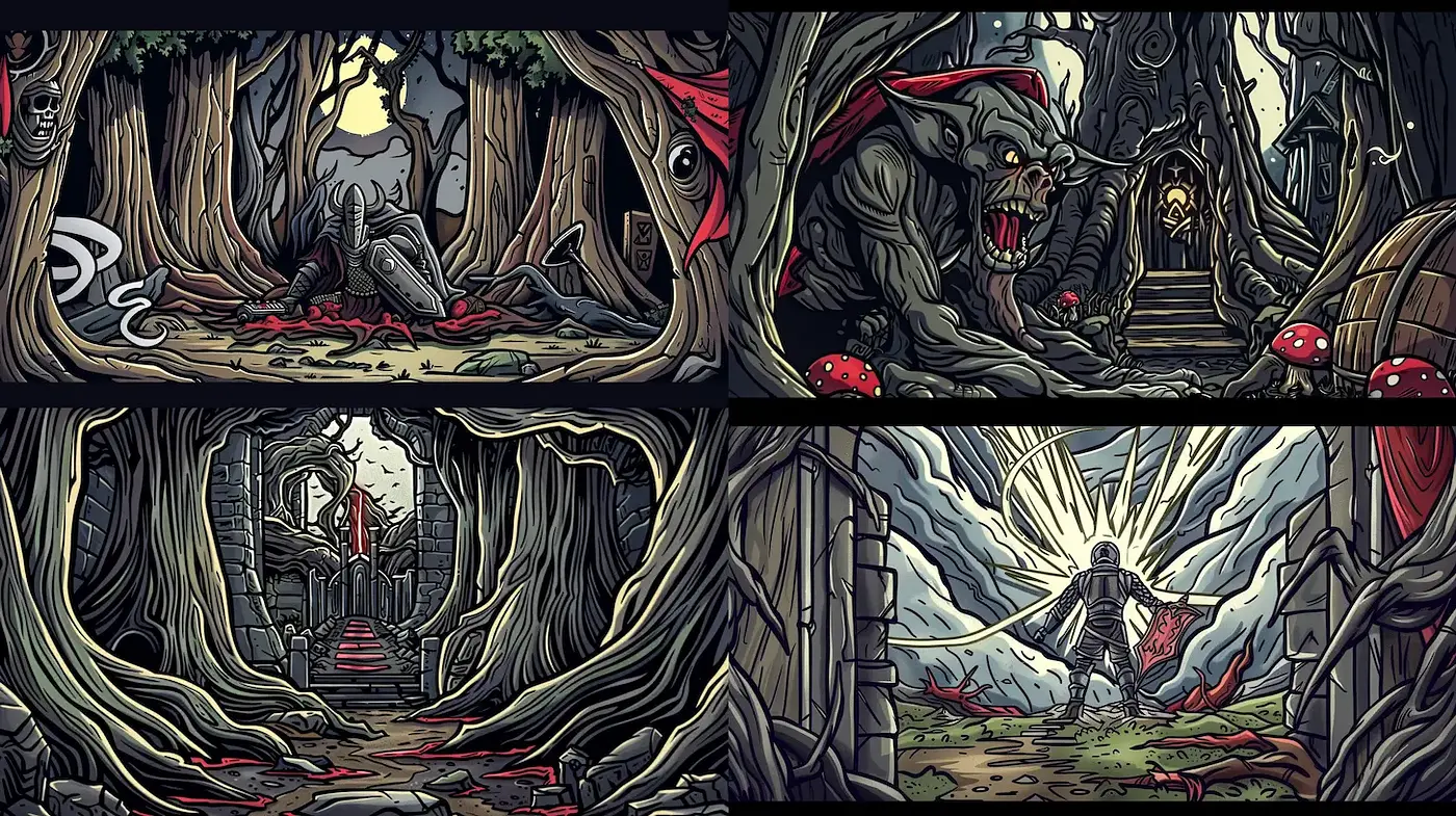 Dark Fantasy Illustrations with a Cohesive Narrative - Midjourney sref style