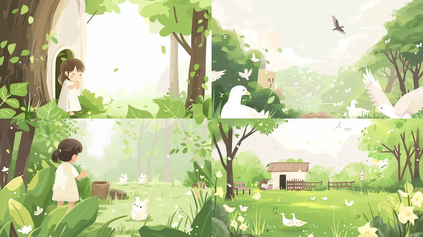 Serene Pastoral Dreamscapes: A Study in Softened Digital Watercolors - Midjourney sref style