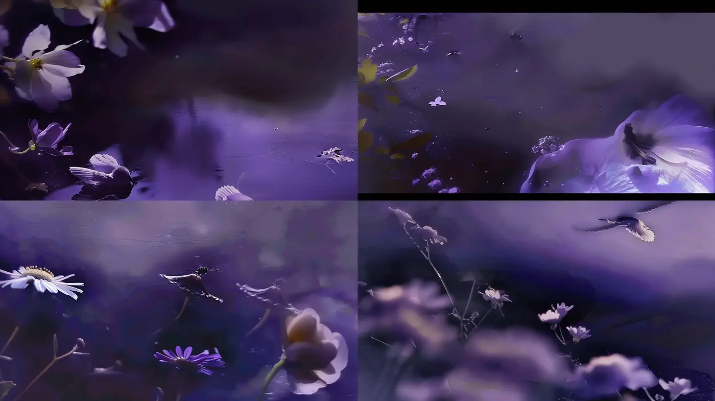 Twilight Serenity: A Study in Ethereal Floral Impressions - Midjourney sref style