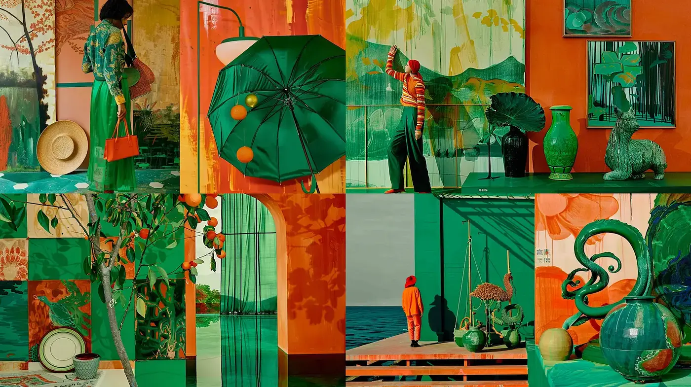 Vivid Artistic Composition with a Rich Tropical Palette - Midjourney sref style