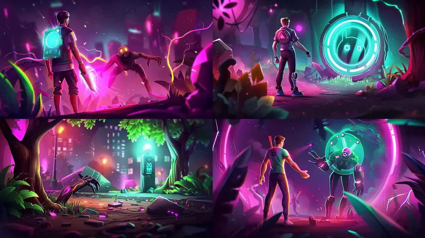 Futuristic Neon Adventure with a Retro Aesthetic - Midjourney sref style
