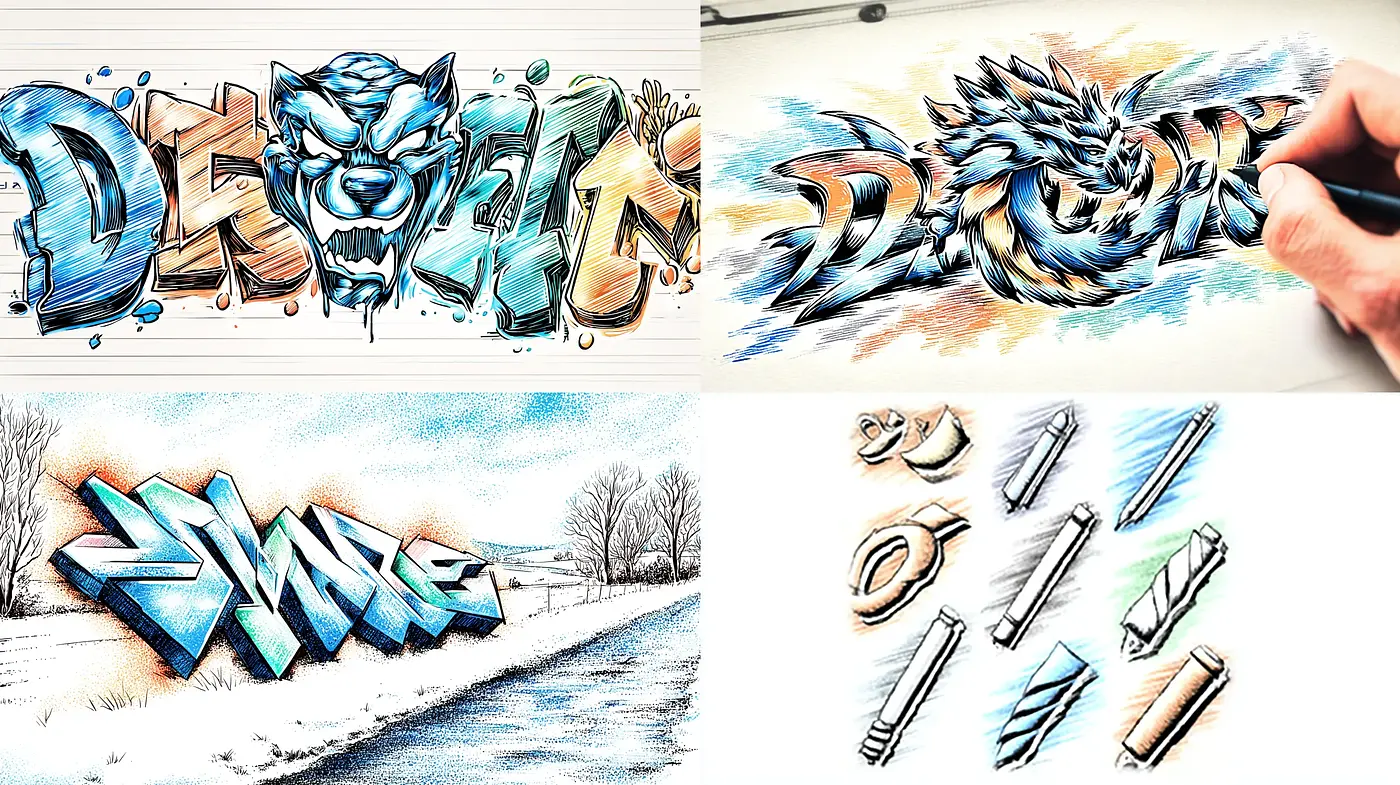 Dynamic, vibrant graffiti with an artistic flair and intricate detailing - Midjourney sref style
