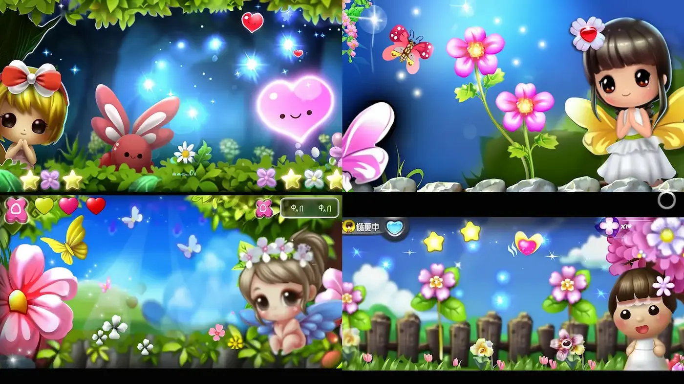 Whimsical and Colorful Fantasy Art Inspired by Kawaii Aesthetics - Midjourney sref style