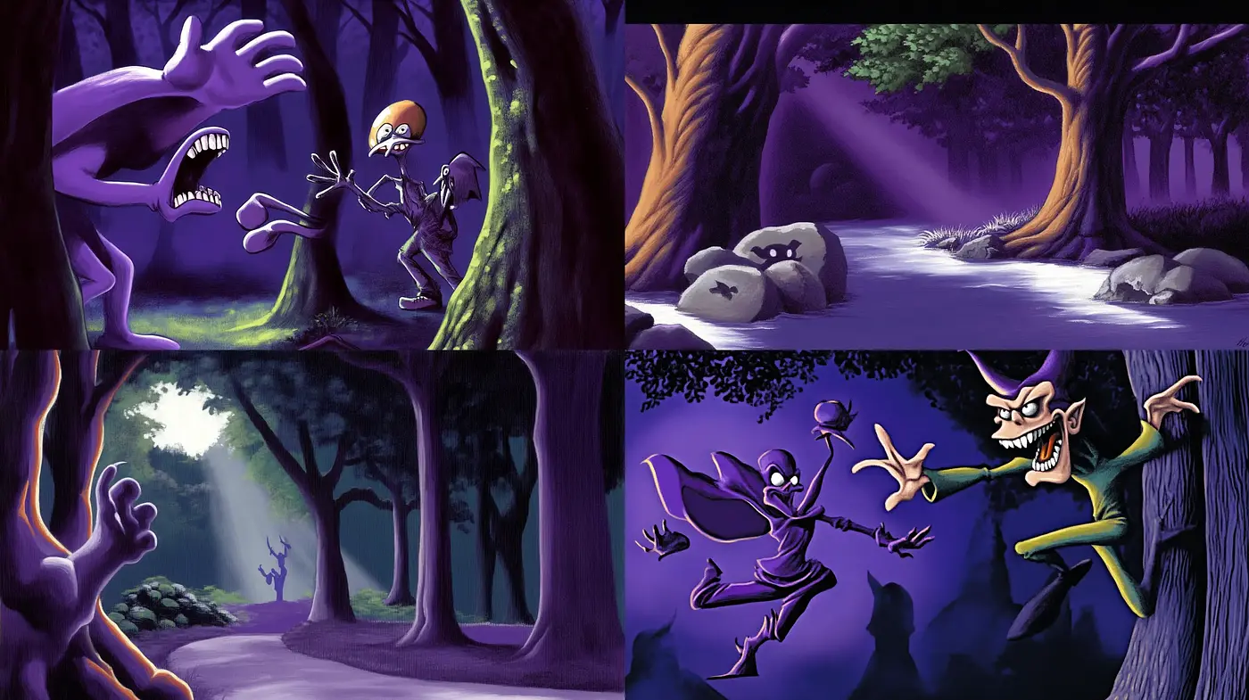 Ethereal Twilight Hues in Whimsical Woodland Scenes - Midjourney sref style