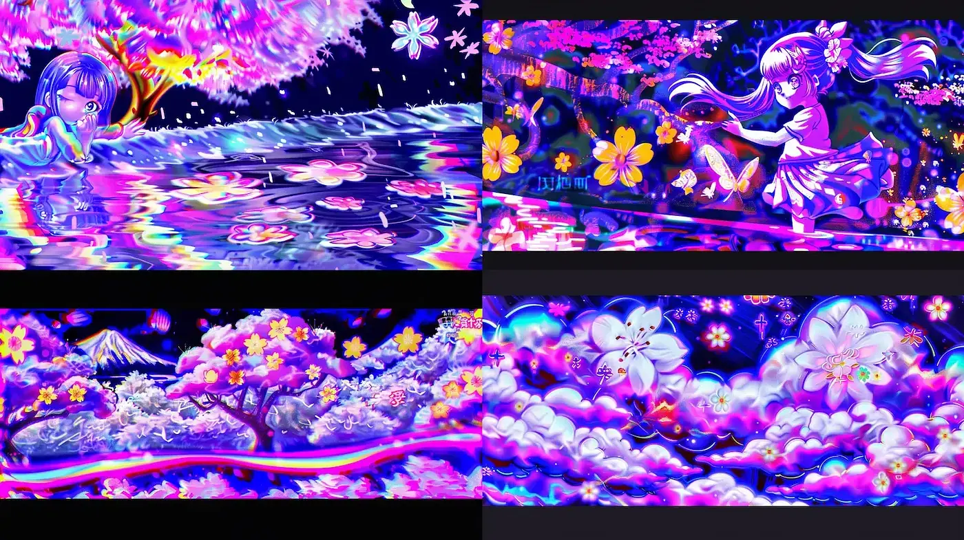 Vibrant Dreamscapes with Ethereal Flora and Fantastical Elements - Midjourney sref style