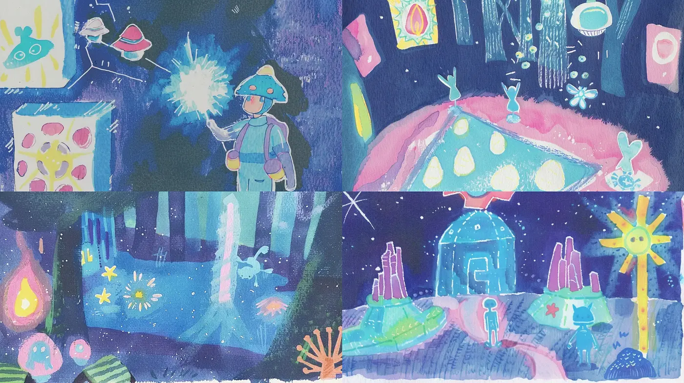 Dreamlike Whimsy: A Fantastical Journey Through Brushstrokes and Luminescence - Midjourney sref style