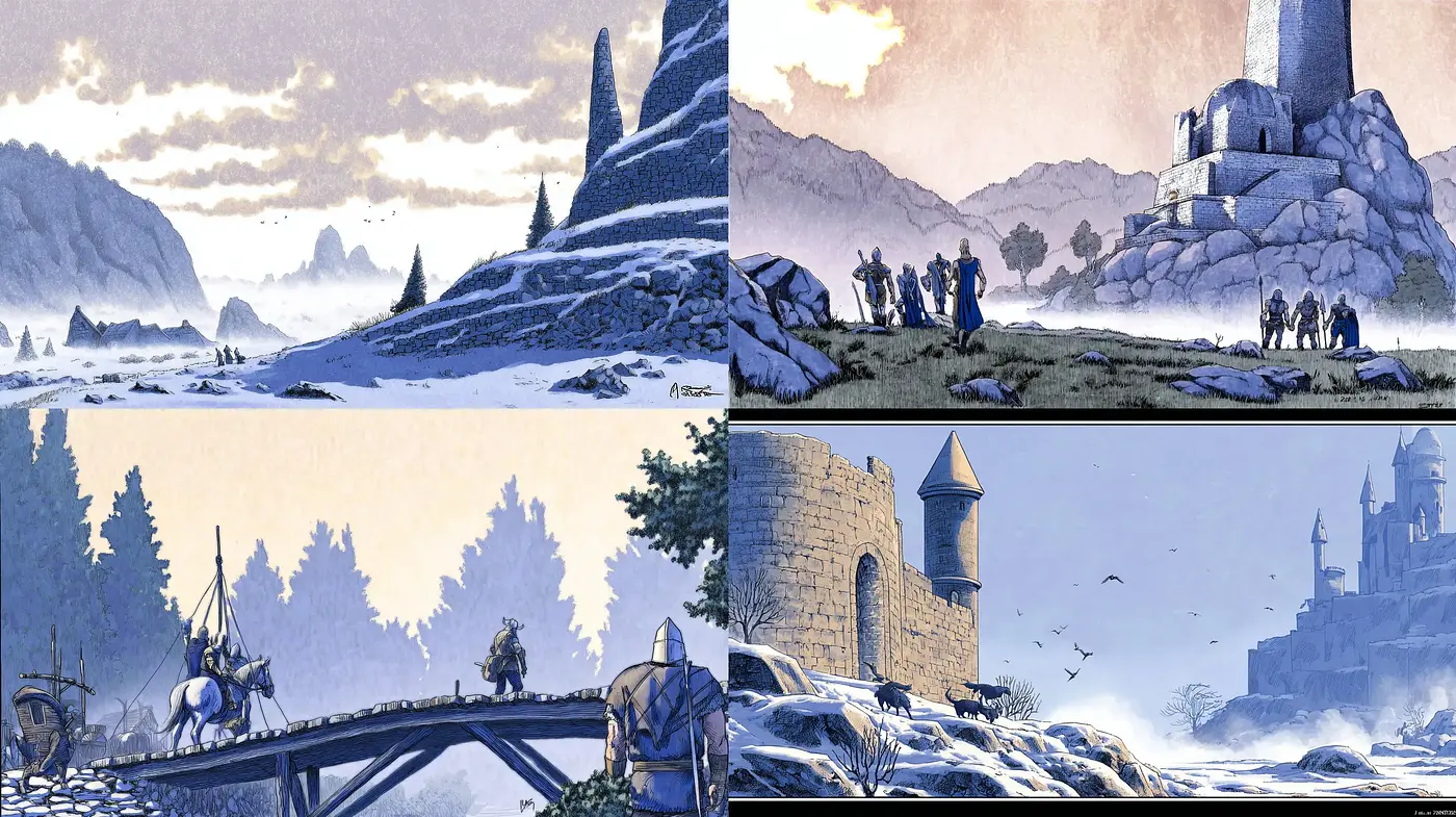 Contemporary Fantasy Landscapes with Detailed Illustrative Elements - Midjourney sref style
