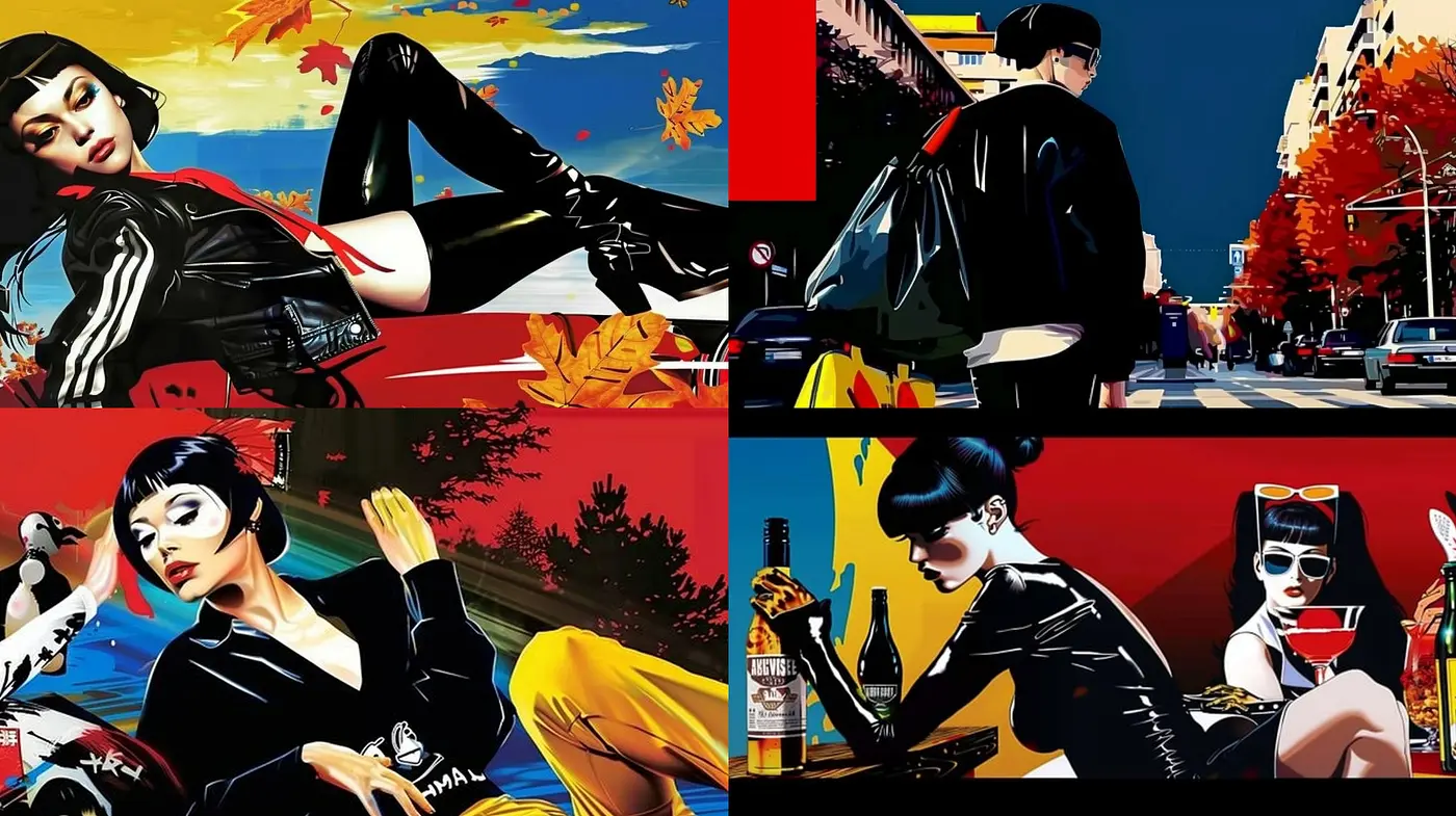Vibrant Pop-Art Fusion with Neo-Noir Undercurrents - Midjourney sref style