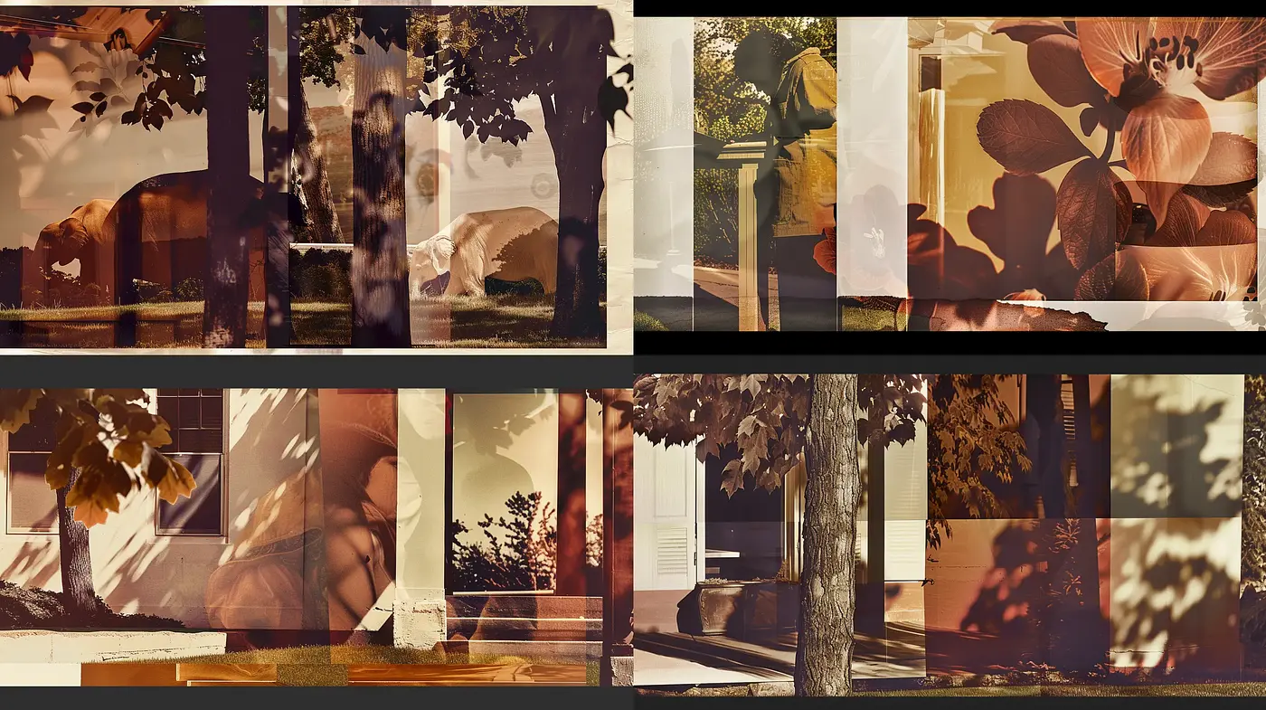 Sepia-Toned Botanical Overlays with Urban Elements - Midjourney sref style