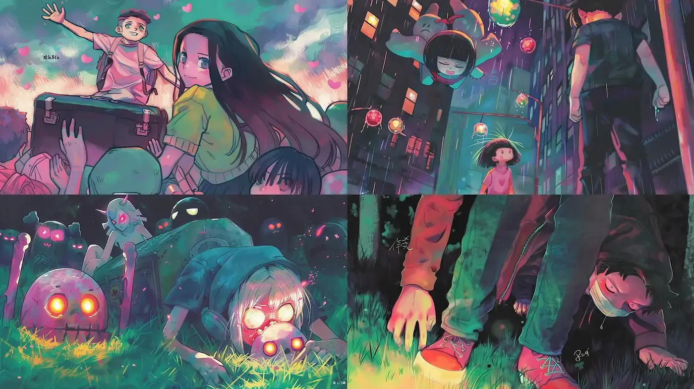 Surreal and Whimsical Illustrations with a Touch of Horror - Midjourney sref style
