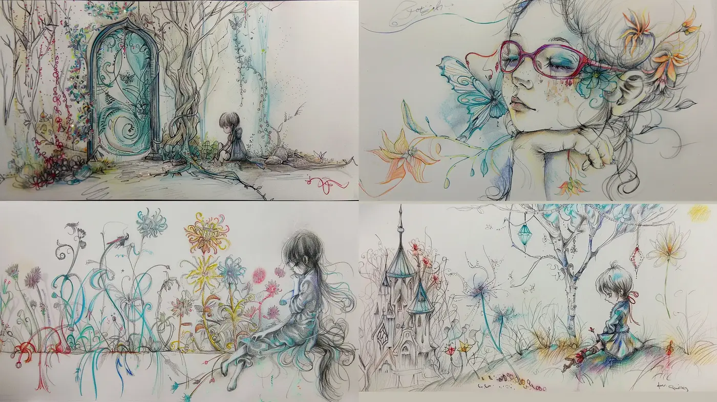 Whimsical Dreamlike Watercolor Illustrations - Midjourney sref style