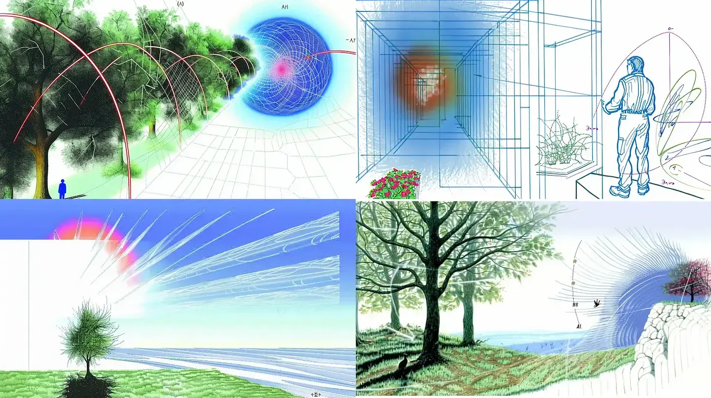 Abstract Dimensionality: Interplay of Lines and Structures in a Surreal Dreamscape - Midjourney sref style