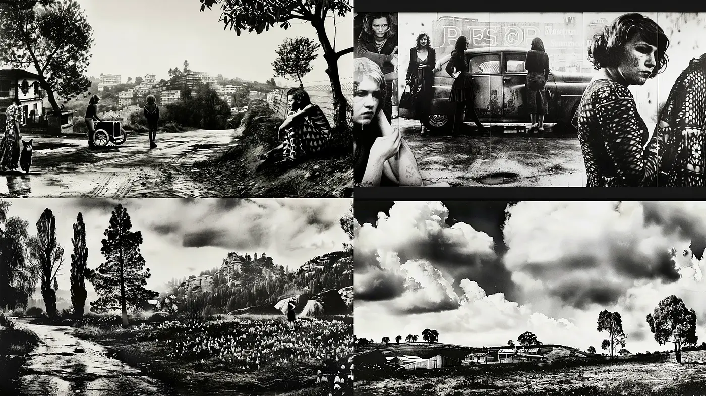 Monochromatic Nostalgia in Grayscale - Midjourney sref style