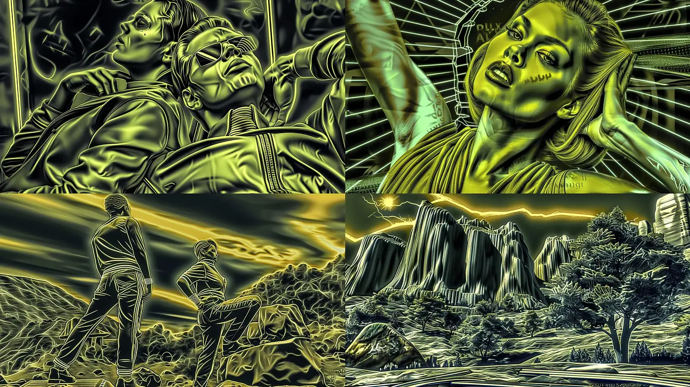 Electric Noir: High-Contrast Neon Edge Art - Midjourney sref style
