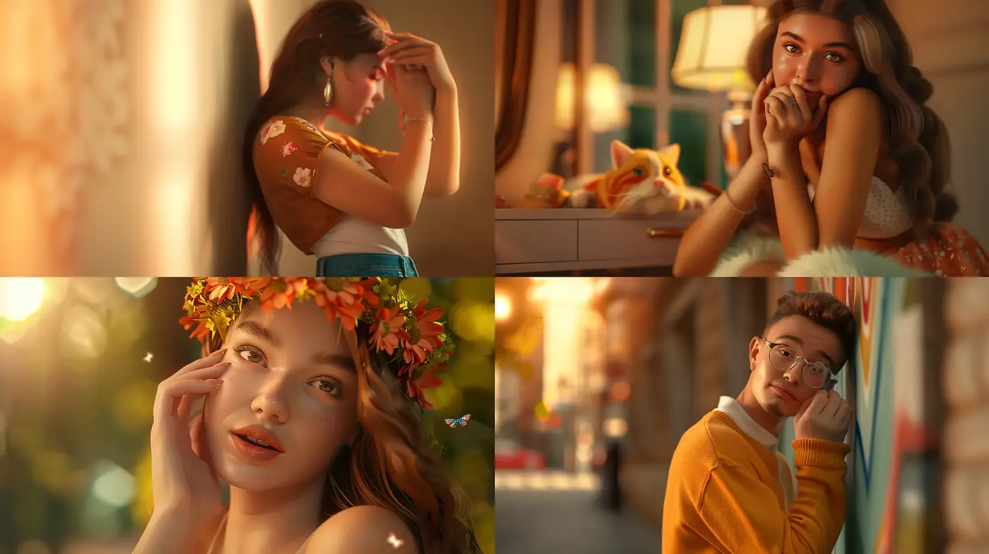 Sunset Glow: A Harmonious Blend of Warm Hues and Soft Textures - Midjourney sref style