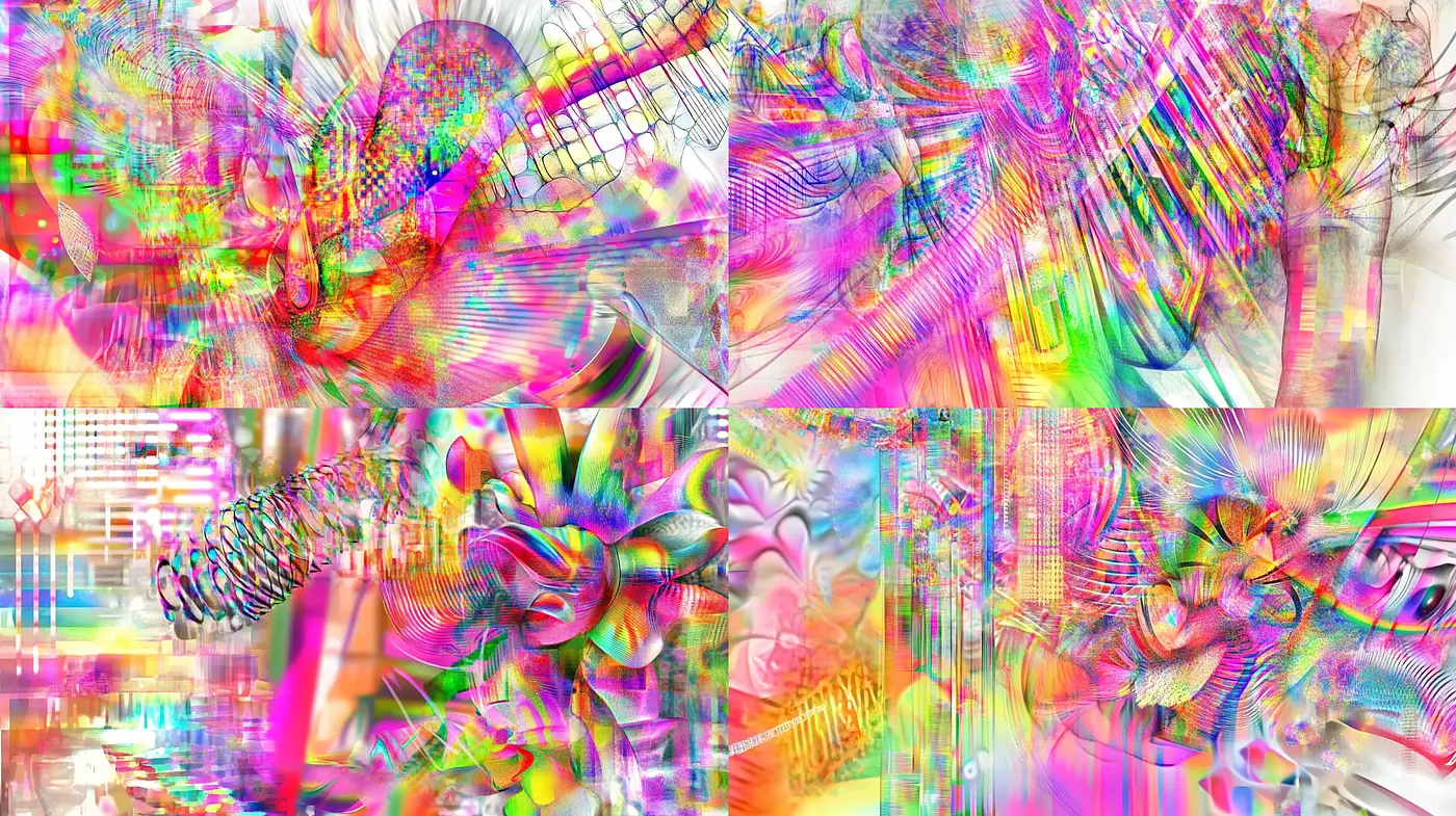 Luminous Cybernetic Kaleidoscope: A Fusion of Digital Abstraction and Surrealism - Midjourney sref style