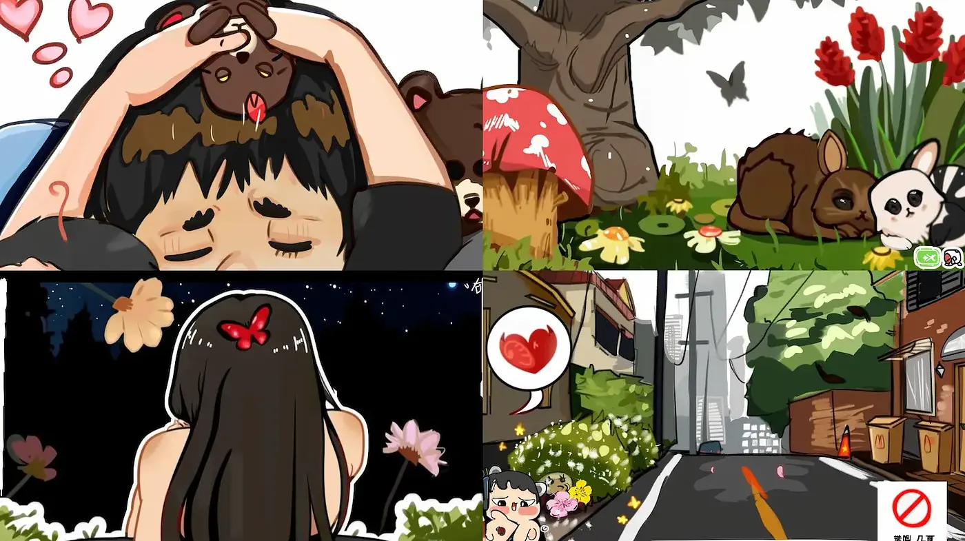 Playful and Whimsical Digital Illustrations with an Urban Twist - Midjourney sref style