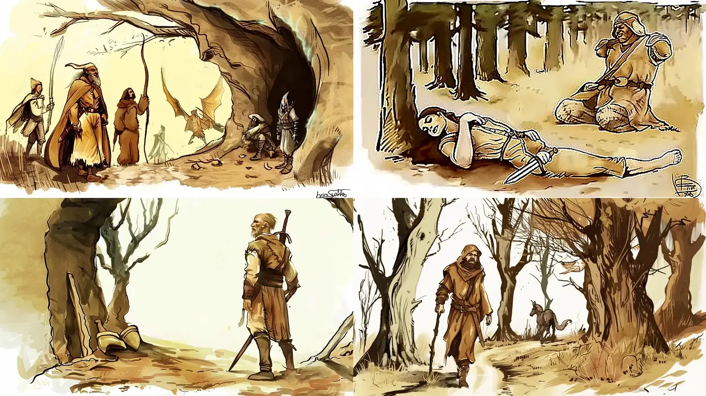 Ethereal Sepia-Toned Fantasy Landscapes with Subtle Textures and a Warm Palette - Midjourney sref style
