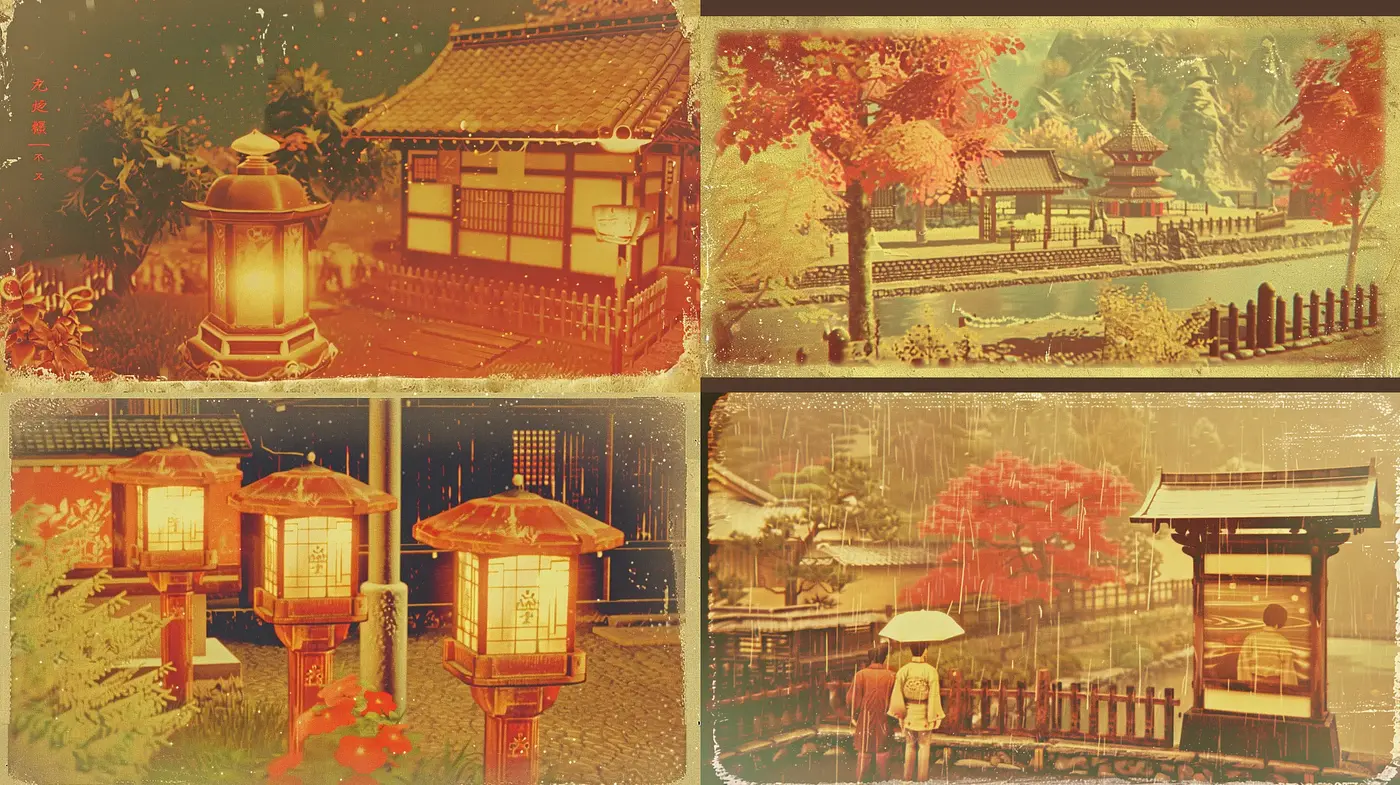 Autumnal Serenity in Stylized Japanese Edo Sceneries - Midjourney sref style
