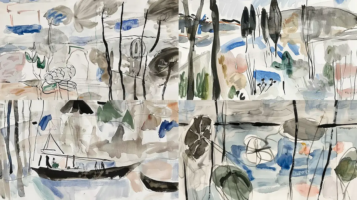 Organic Abstract Expressionism with Fluid Watercolor Techniques - Midjourney sref style