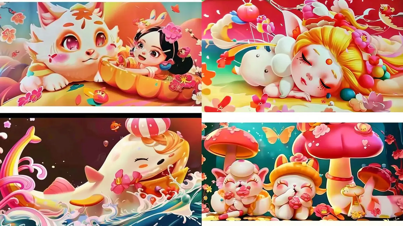 Enchanting Fusion of Vibrancy and Dreamy Whimsicality - Midjourney sref style