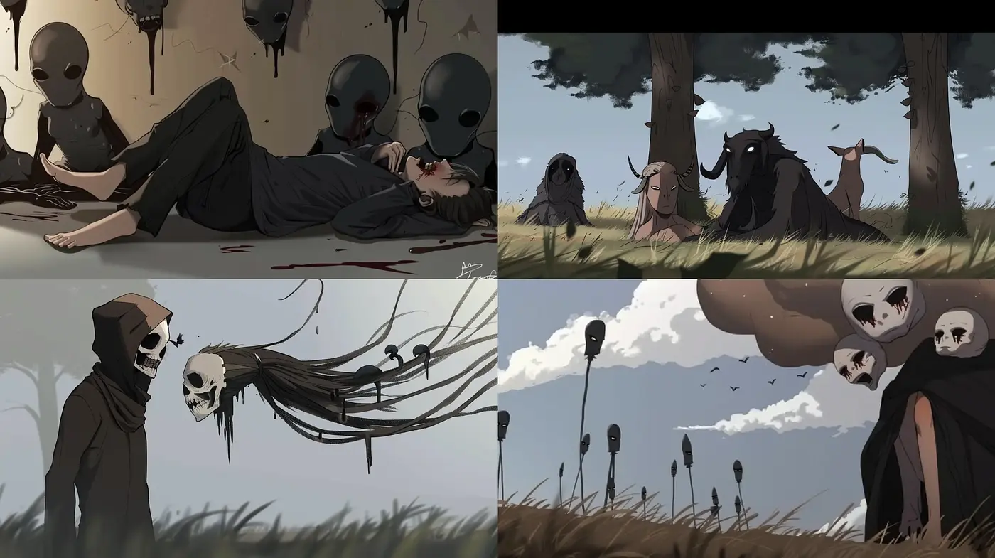 Eerie Elegance in a Macabre World: Consistent Dark Fantasy with Surreal Undertones - Midjourney sref style