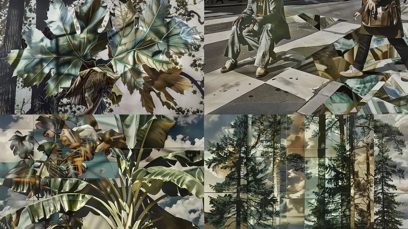 Contemporary Collage with a Blend of Realism and Surrealism - Midjourney sref style