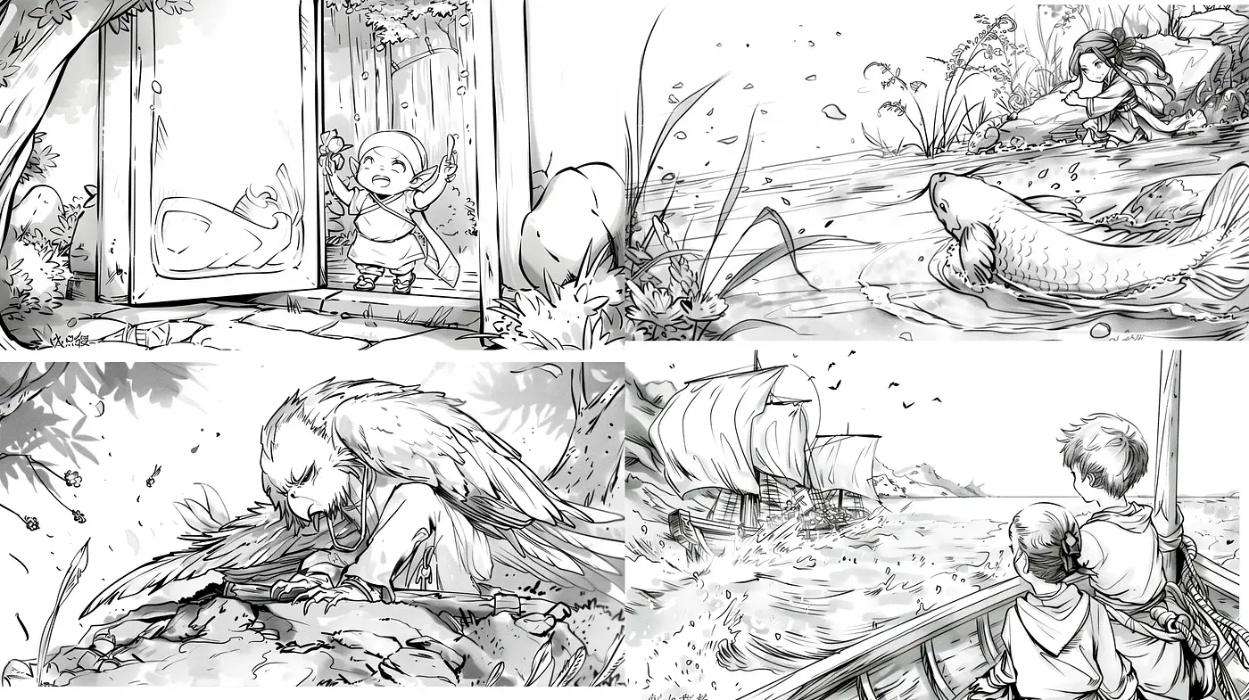 Monochromatic Fantasy Adventure Sketches - Midjourney sref style