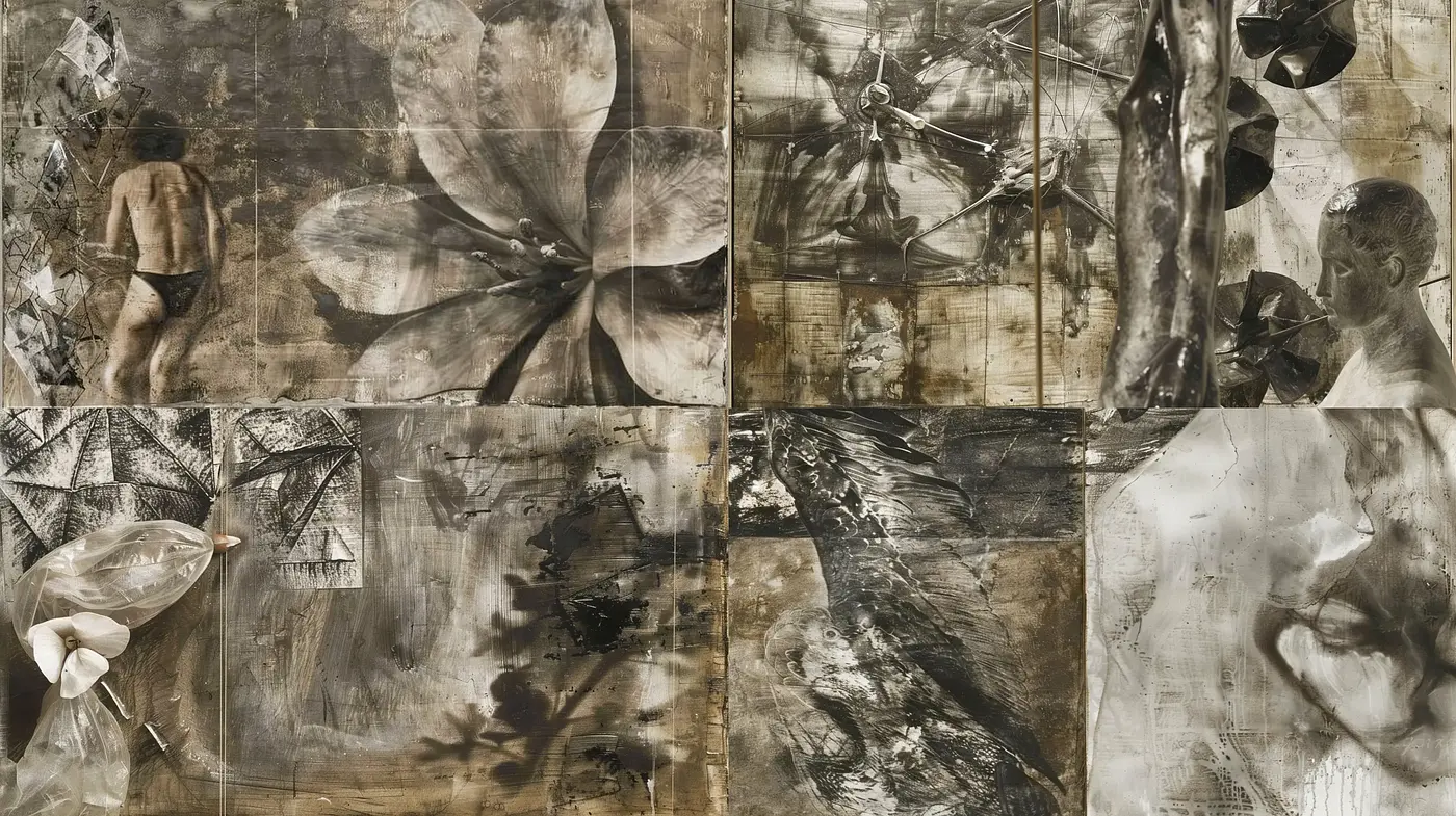 Monochrome Tapestry of Textured Impressions - Midjourney sref style