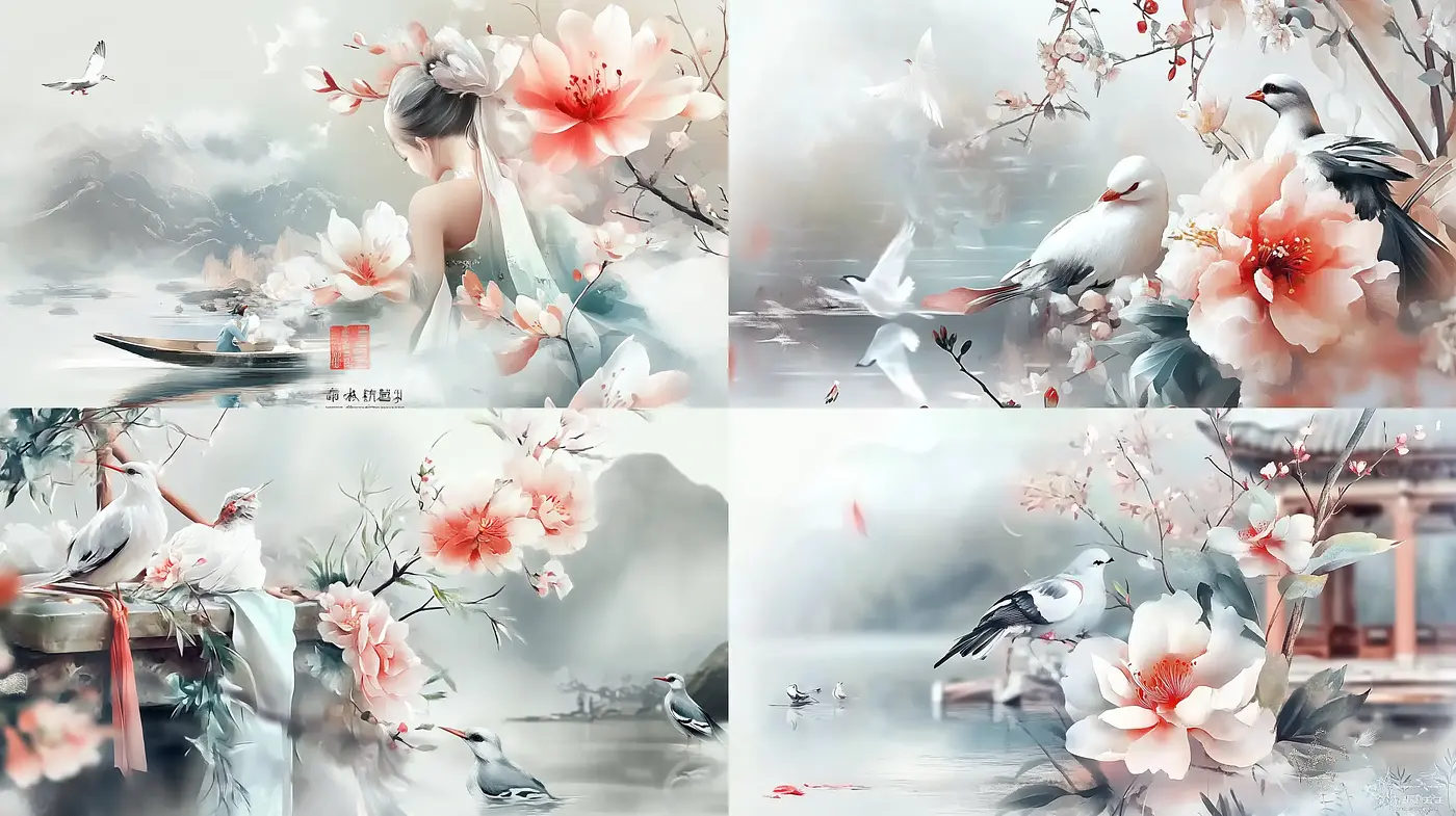 Ethereal Pastel Vistas: An Exploration of Tranquil Nature and Delicate Flora - Midjourney sref style
